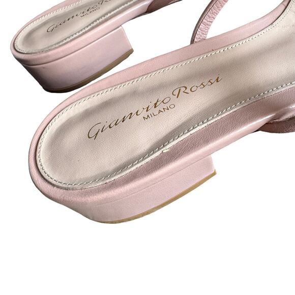 Gianvito Rossi Blush Pink Leather Slide Sandals Size 39.5 - Picture 9 of 12